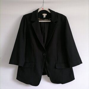 Chico's Womens Black One Button Style Office Wear Casual Suit Blazer Size 2 US L